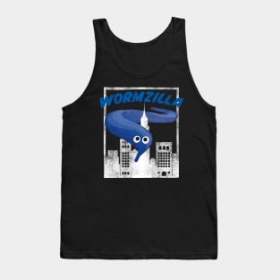 Blue Worm On A String Meme Wormzilla Retro Japanese Style Tank Top